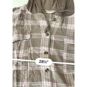 NEW SO Hooded Flannel Shirt Pink Brown Plaid NEW Plus 3X long sleeve button fron thumbnail 8