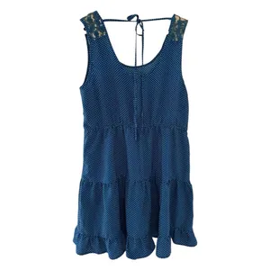 Vintage Mine Blue Polka Dot Tiered Mini Dress Medium Y2K Lightweight festival thumbnail 2
