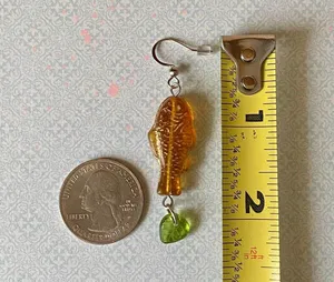 quality Czech glass beads fish/ leaf boho unique dangle earrings🐟 thumbnail 7