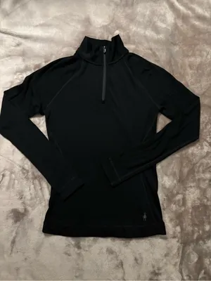 Smartwool Women's Size M Long-Sleeve Black Quarter-Zip Base Layer thumbnail 3