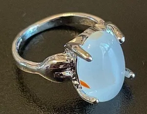 Opal stone silver plated woman ring size 5.75 thumbnail 1
