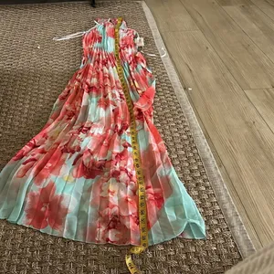 B. Darlin Long Maxi Pleated Dress, Aqua/Coral, Size 1/2, NWT thumbnail 11
