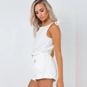 Princess Polly Shipwreck Paper Bag Denim Shorts in White Size 0 New with tag thumbnail 4