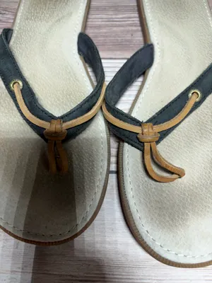 Sperry Top-Sider W's Sz 7 Thong Flip Flop Leather Strap Black & Brown Sandals thumbnail 2
