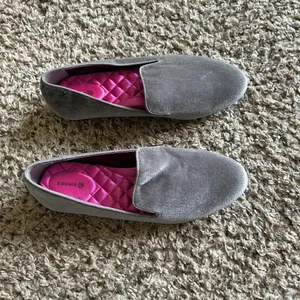Birdies Gray Velvet Loafers with Pink Quilted Insole thumbnail 2