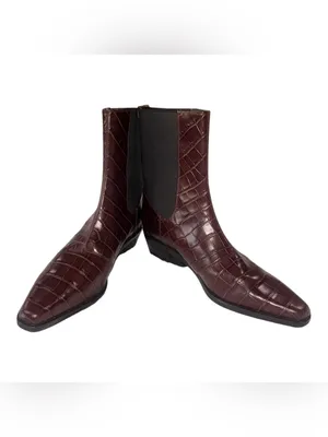 NEW Nordstrom Ainsley Croc-Embossed Brown Chelsea Ankle Boot 8.5 thumbnail 5