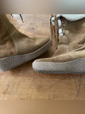 Michael Kors Italian Fleece Lined Suede Lace Up Tan Wedge Knee High Boots thumbnail 7