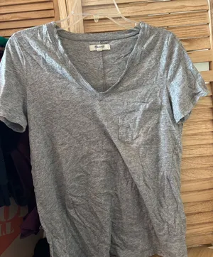 Madewell Heather Gray V-Neck Pocket Tee Medium thumbnail 1