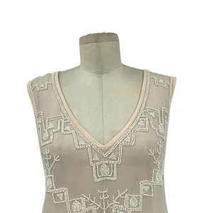 Free‎ People Pale Pink Beaded Sheer Tank Top Size XS thumbnail 4
