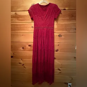 ALTAR'D STATE Dress Marionette Boho Maxi Lace Embroidered SMALL Long thumbnail 8