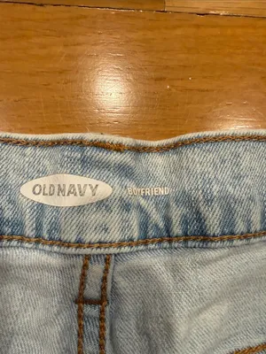 Old Navy boyfriend dristress raw hem light blue jeans size 8 . thumbnail 2