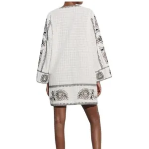 Zara Embroidered Short Dress White thumbnail 3