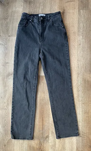 Rolla’s Original High Rise Straight Jeans Washed Black Denim Size 27 Aussie 9 thumbnail 1