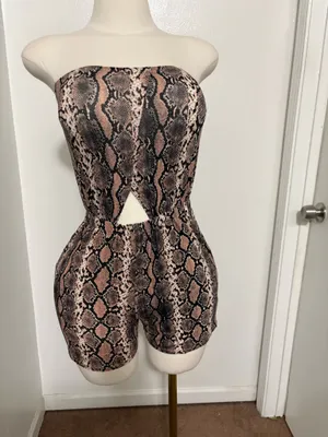 Heart & Hips Pink and brown snake skin print romper thumbnail 2