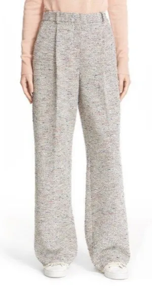 NWT Theory Adamaris in Tweed Single Pleat Wide Leg Fringe Hem Pants 6 x 31 thumbnail 1