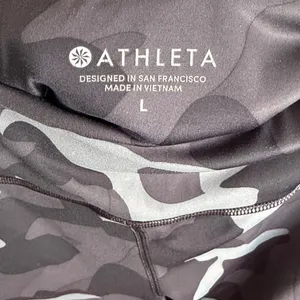Athleta Gray Black Camo Camoflauge‎ Leggings Size Large thumbnail 3