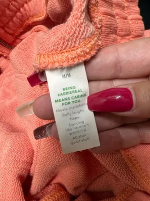 Aerie sun washed coral full zip up elastic waist hoodie with pockets thumbnail 9