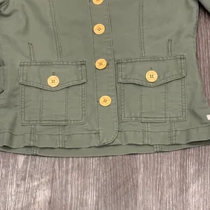 VTG 00s Hollister Co Olive Green Military Utility Jacket Size M Button Up Cotton thumbnail 5