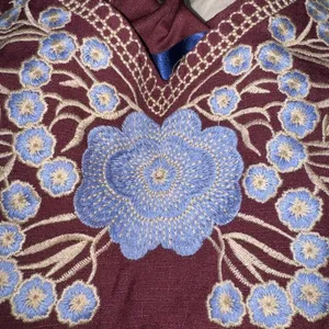Blue Rain Slip Dress Maroon Periwinkle‎ Embroidered Boho Hippie Indie Lined-XS thumbnail 5