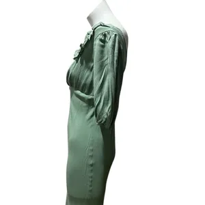 ASTR The Label Women's Green Midi Dress Size M Puff Sleeve Casual thumbnail 10