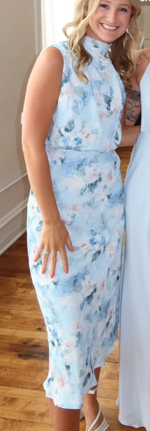 Lulus Midi Dress Floral Blue thumbnail 2