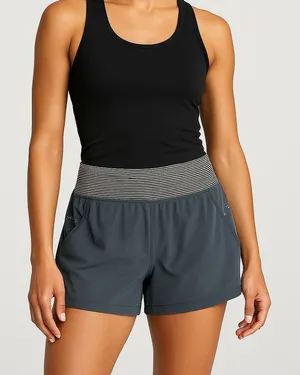 Zella Womens‎ XL Lined Athletic Shorts Striped Waistband Pockets Gray Blue Gym thumbnail 1