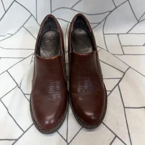 Born Leather Heeled Booties Size 10 Brown Pebbled Block Heel Slip On Ankle Boots thumbnail 5