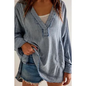 Free People Bohemian By The Shore Tunic Shirt Indigo Stripe Small Coastal thumbnail 5