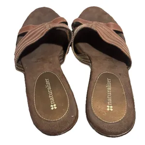Naturalizer Women's Brown Wedge Heel‎ Slip On Dressy Sandal Vacation Casual Sz 8 thumbnail 6