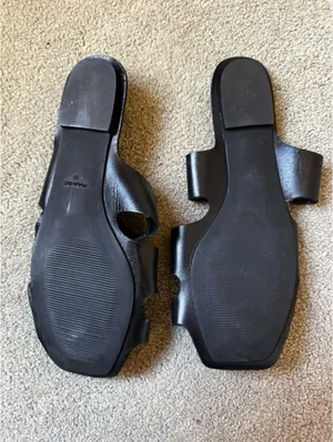 Mango Black Leather Slide Sandals thumbnail 4