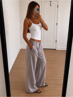 Lioness La Quinta Wide Leg Tailored Pants Grey thumbnail 2