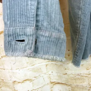 Zara Oversized Corduroy Trucker Jacket Womens XS Baby Blue Raw Hem Gorpcore 90s thumbnail 13