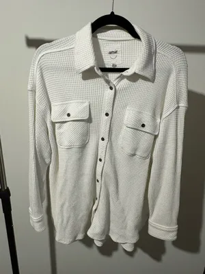 Aerie Waffle Knit Sweater Oversized thumbnail 2