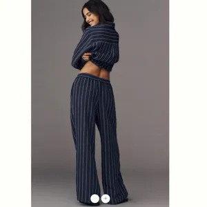 Anthropologie Maeve Low-Slung Striped Track Pants thumbnail 3