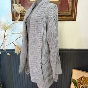 POL Gray Open-Front Chunky Knit Chenille Cardigan ~ Size Small 💛🍄 thumbnail 2
