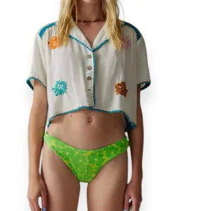 Urban Outfitters UO Rowan Souvenir Floral Embroidered Button Down Blouse Small thumbnail 7