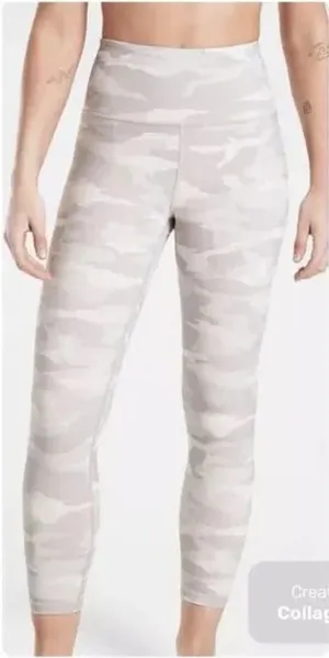 Athleta‎ Light Grey Camo Print Elation 7/8 Leggings thumbnail 1