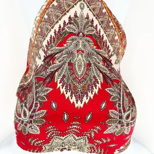 NWT Cotton Candy LA Womens Red Paisley Boho Festival Bandana Scarf Tube Top XS/S thumbnail 2