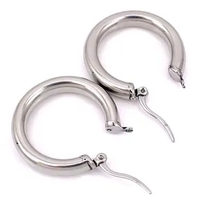 Large Tubular 18k White Gold Filled Hoop Earrings,‎ 30mm thumbnail 2