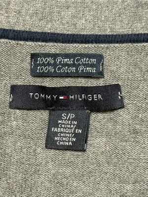 Tommy Hilfiger Gray, Pink & White Argyle V-Neck Cardigan size S 100% Pima Cotton thumbnail 5