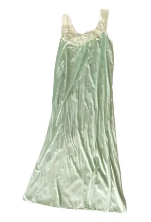 Vintage 80s Mint Green Nightgown Slip Sleep Dress 🔥 thumbnail 1