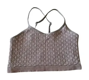 Taupe Women’s Adjustable Straps Crochet Running Yoga Bralette Sports Bra SZ XS thumbnail 1