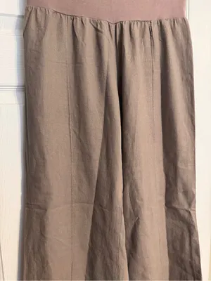 Just Living Brown Taupe Wide-Leg High Stretch Knit Linen Blend Pants Size Medium thumbnail 4
