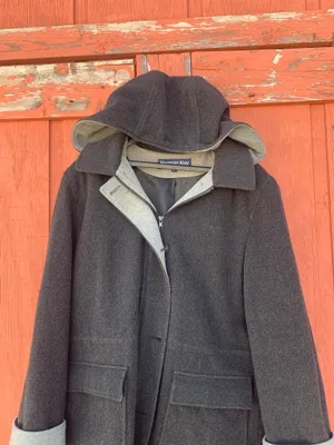 Herman Kay Women's Classic Black and Gray Pea Coat ~ Size L thumbnail 8