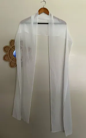White bridal scarf thumbnail 1
