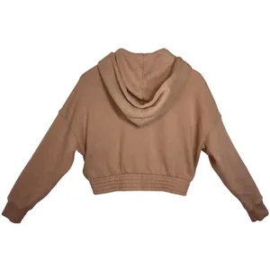 Abercrombie & Fitch Soft AF Essentials Brown Zip Up Long Sleeve Crop Hoodie Sz S thumbnail 3