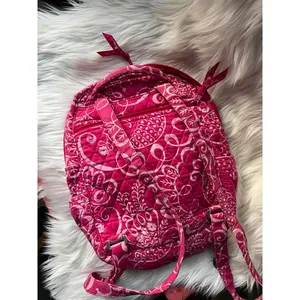 Vera Bradley Quilted Pink and White Backpack thumbnail 6