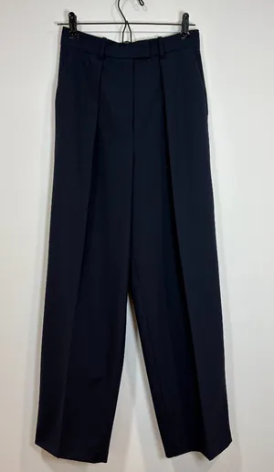 🌟 & Other Stories 🌟 Wool Blend Pleated Wide Leg Trouser Pant Navy Sz 34 thumbnail 1