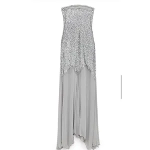 ZARA x BARBIE MATTEL Silver Sequined Tulle Long Maxi Dress Gown Size M NWT thumbnail 4