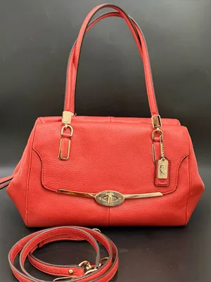 COACH 25169 Madison Madeline Orange Pebbled Leather East/West Satchel Crossbody thumbnail 1